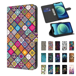 Printed Leather Case For Samsung S6 S7 Edge S8 S9 S10 + Wallet Flip Stand Cover - Picture 1 of 27