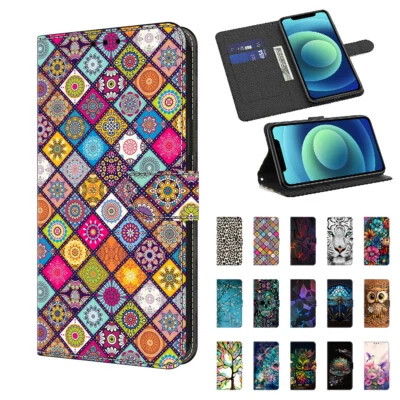 Printed Leather Case For Samsung S6 S7 Edge S8 S9 S10 + Wallet Flip Stand Cover - Image 1 of 4