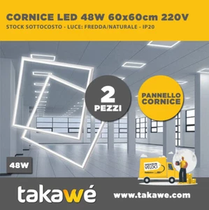 2 PEZZI CORNICE LED LUMINOSA 48W SOTTILE PANNELLO DA INCASSO A SOFFITTO 60x60CM - Foto 1 di 1