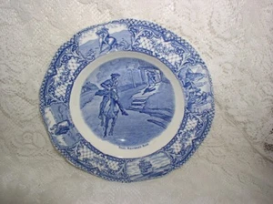 Tazón vintage Crown Ducal Colonial Times cereal de sopa de frutas de 9 pulgadas escena azul - Imagen 1 de 5