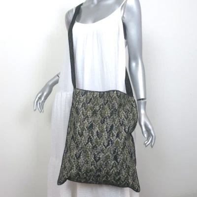 Missoni Messenger Bag Black/Green Lurex Knit Large Flat Crossbody NEW - Image 1 of 4