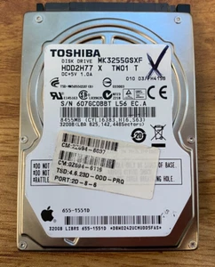 TOSHIBA 320GB 2.5" SATA HARD DRIVE MK3255GSXF HDD2H77 X TW01 T 655-1551D *AS IS* - Picture 1 of 5