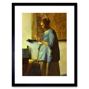 Gemälde Vermeer Briefleser Altmeister gerahmtes Bild Kunstdruck 9x7 cm - Bild 1 von 21