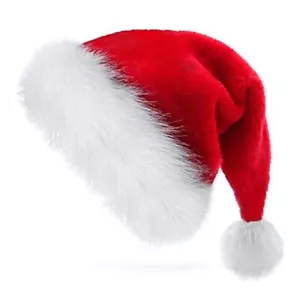 TCJJ Santa Hat, Christmas Hat Holiday for Adults Unisex Velvet Comfort Red - Picture 1 of 8