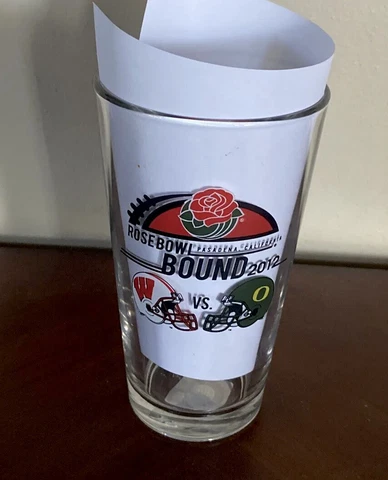 2012 WISCONSIN BADGERS OREGON DUCKS ROSE BOWL Glass Cup NCAA College Football Cover
