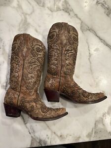 Corral Boots A3567 Cognac Ladies Western Boots Brown Size 8.5