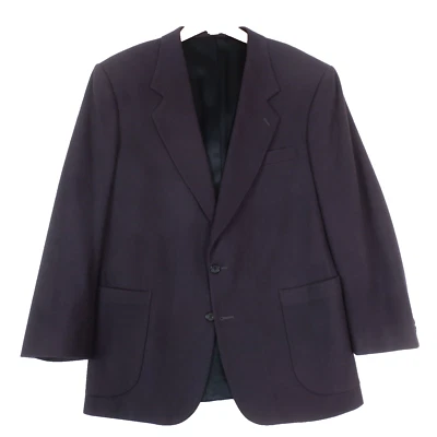 复古 Oscar de la Renta Studio 西装外套男士 43 R 紫色羊毛混纺 2 纽扣 — 第 1/4 张图片