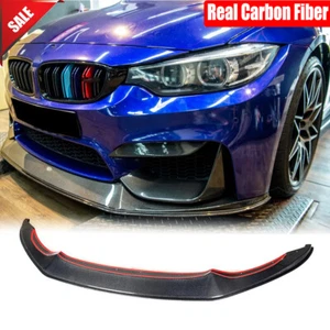 Real Carbon Front Bumper Lip Chin Spoiler For BMW F80 M3 F82 F83 M4 2014-2019 - Picture 1 of 12