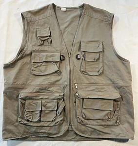 Men’s canvas hunting fishing full zip vest 11 Pockets Size XXL - Picture 1 of 6