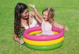 3 Ring Paddling Pool Crystal Blue Yellow Kids Swimming Pool Children Play Pools - Picture 1 of 3