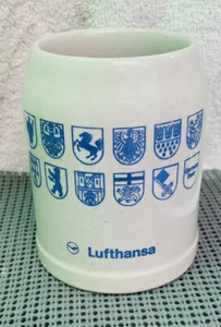 Vintage Lufthansa Airlines Advertising Ceramic Stone Gray Stein / Mug - Germany - Picture 1 of 12