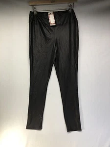 NWT boohoo Women’s Black High Waist Wide Legs Faux Leather Lightweight Pants 8 - Picture 1 of 9