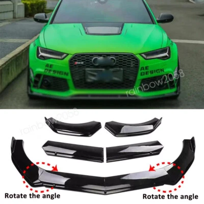 For Audi RS6 RS7 Glossy Black Front Bumper Chin Lip Splitter Spoiler Body Kit - Imagem 1 de 4