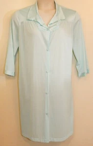 Vanity Fair Robe Womens Size L Large Aqua Nylon Vintage Knee Length - Picture 1 of 5