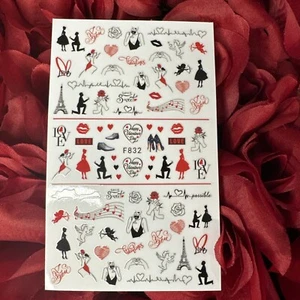 Nail Art Stickers Heart Valentine Decals Manicure DIY Peel & Stick USA Seller! - Picture 1 of 2
