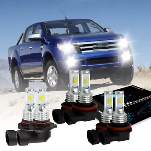 6Pcs For Ford Ranger 2019 2020 2021 LED Headlight Hi/Low+Fog Light Combo Bulbs - Foto 1 di 11