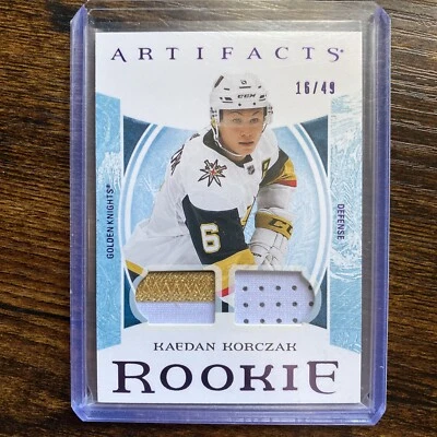 2022-23 Upper Deck Artifacts Kaedan Korczak Rookie Material Purple 16/49 - Image 1 of 2
