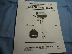 Clinton AJ-9 aj9 outboard owner manual and parts list - Picture 1 of 1