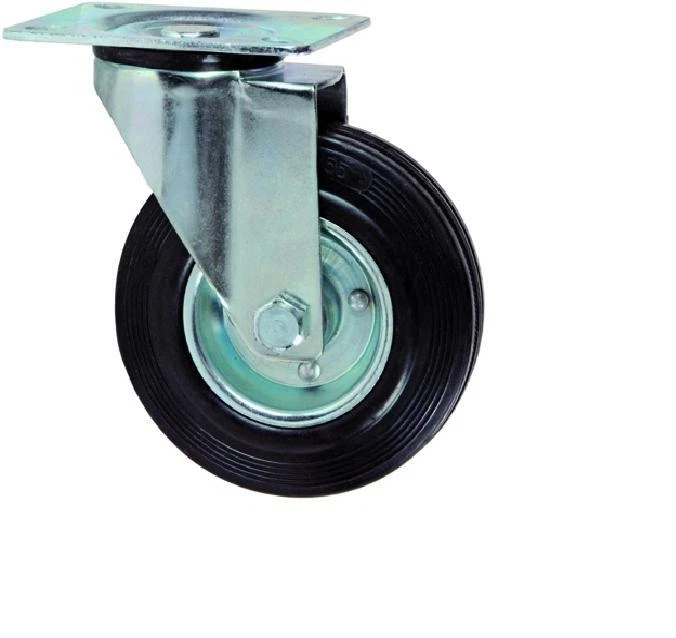 RUOTE GOMMATE PIASTRA GIREVOLE CON CUSCINETTI - Immagine 1 di 1