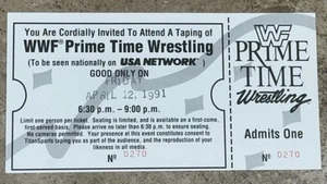 Original WWF Prime Time Wrestling 1991 Full USA Network Television Taping Ticket - Bild 1 von 10