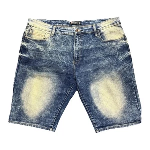 Short en jean stretch délavé à l'acide bleu SouthPole homme taille 42 mi-hauteur 12" entrejambe - Photo 1/11