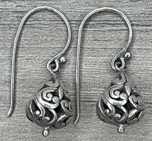 Annika Witt Sterling 925 Filigree Teardrop Dangle Hook Earrings Signed ATI ID - Picture 1 of 9