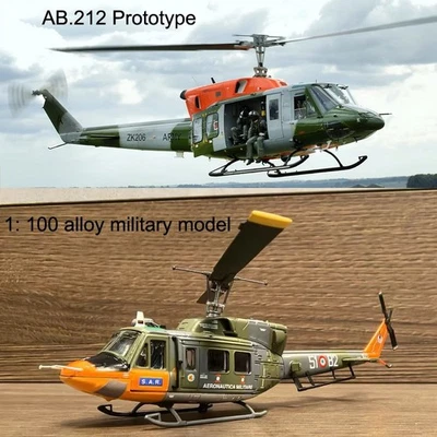 1:100 Alloy AMI Agusta-Bell AB.212 Helicopter Model Diecast Military Collection - Image 1 of 4