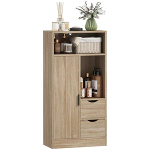 HOMCOM Mobile Bagno Salvaspazio con 2 Cassetti, Ripiani e Armadietto Legno - Foto 1 di 10