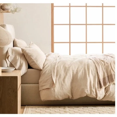 Quince European Luxury Minimalist Neutral Linen Duvet Cover King Oat New #94 - Image 1 of 4