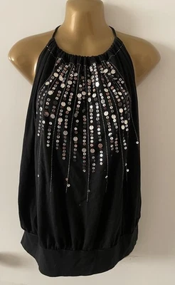 Xhilaration Y2K Ruched Halter Tunic Top McBling Trashy Sequined Size 2XL Black - Image 1 of 4