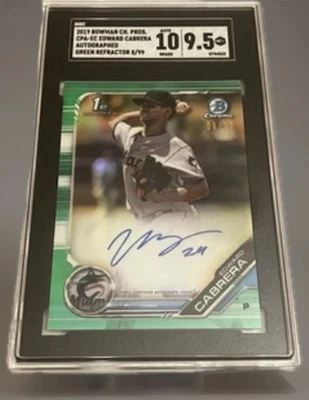 2019 Bowman Chrome Edward Cabrera 1st Green Refractor Auto SGC 9.5 No CPA-EC /99 - Image 1 of 4
