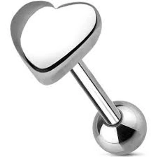 Piercing Lingua Argento Cuore Barbell Piercing Forma Di Cuore - Immagine 1 di 1