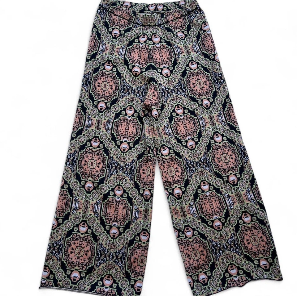 Pantalones Free People Sun In The West Pierna Ancha Naranja Negro Talla L Boho Alto Tejido Foto 1 de 4