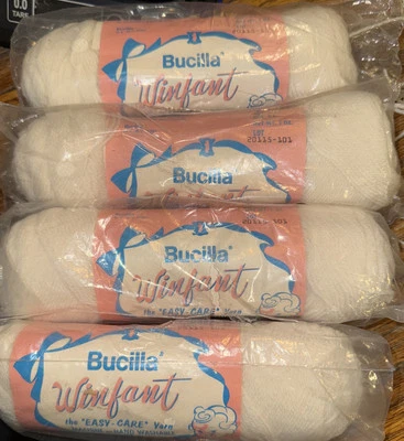 Lote de arte vintage Bucilla Winfant Easy Care fio 4 1 oz. 7267 cor creme novo na caixa - Imagem 1 de 4