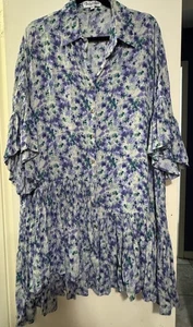 Bohemian Traders Dress Womens Size 3XL Floral Blue Green Hippie Gold Buttons Use - Picture 1 of 5