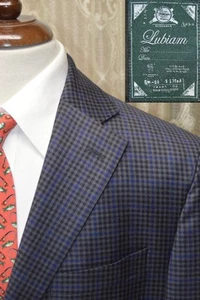 Lubiam Italy 44 R Reda wool gray check blue windpane 2 vent sport coat y2j7 - Picture 1 of 9
