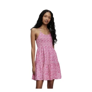GAP Kleid Gr. M gesmokt Stufen Baumwolle Mini Babydoll Cottagecore rosa kokett - Bild 1 von 6