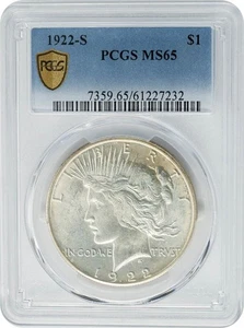 Dólar de plata Peace 1922-S $ MS65 PCGS seguro 950790-24 - Imagen 1 de 5