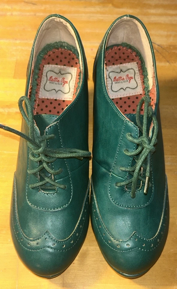 Betty Page By Ellie Green Oxford Ankle Booties Size 9 Retro 3 Inch Heel - Image 1 of 4