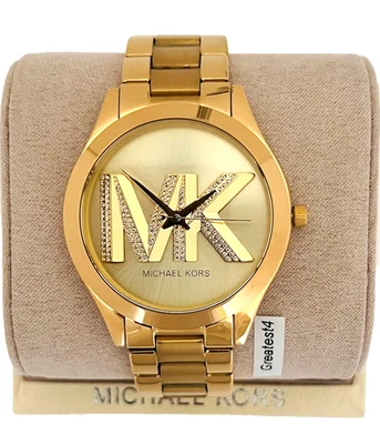 NUEVO RELOJ MICHAEL KORS SLIM MK4732 TONO DORADO MK CYSTAL LOGO ESFERA 40 MM DAMAS Foto 1 de 3