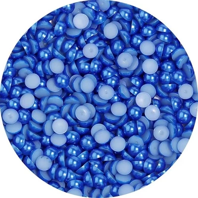 800 Royal Blue Half Pearl Round Flatback Beads 6mm Imitation Pearls Scrapbook - Image 1 of 4