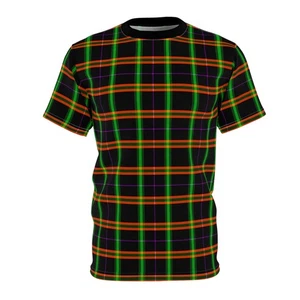 Unisex Cut & Sew Tee black, green,  and purple flannel pattern (AOP) - Picture 1 of 9