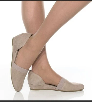 Eileen Fisher Ida D'Orsay Beige Suede Wedge Shoes Sz 12 - Image 1 of 4