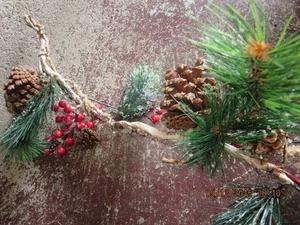 2 QUALITY 36" LONG STEMS--LARGE. PINE CONES-GREENERY--ICE--BERRIES---#R19A-11 - Picture 1 of 24