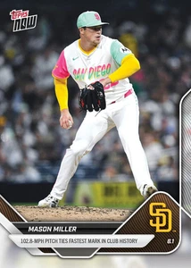 Mason Miller Ties Padres Club Record 2025 MLB Topps NOW Card 498 - Picture 1 of 2