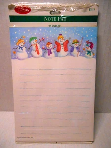 Blocco note vintage Hallmark fisso vacanze saluti famiglia pupazzo di neve gelido - Foto 1 di 5
