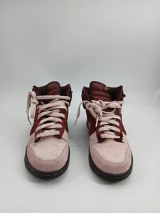 Nike Dunk 2008 High GS 316604-6 71 Shoes Sneakers Size 5Y Wmns 6.5 Pink Burgundy - Picture 1 of 10