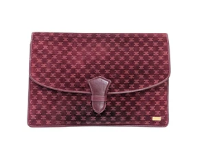 Read!! CELINE Clutch Bag Macadam Purse Suede Leather Bordeaux Vintage Authentic - Picture 1 of 24