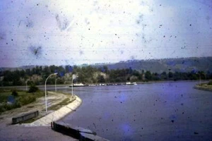 35mm Colour Slide- Barge on the Rhine Near Worms  Germany  1964 - Picture 1 of 1
