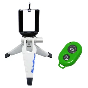 MaximalPower Mini Foldable Tripod + Selfie BTShutter for iPhone Android Phones - Photo 1 sur 16